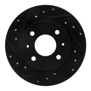 Nissan Pulsar NX Brake Rotor (1) - Front Left - R1 Concepts - Drilled & Slotted - Black - `86-`06